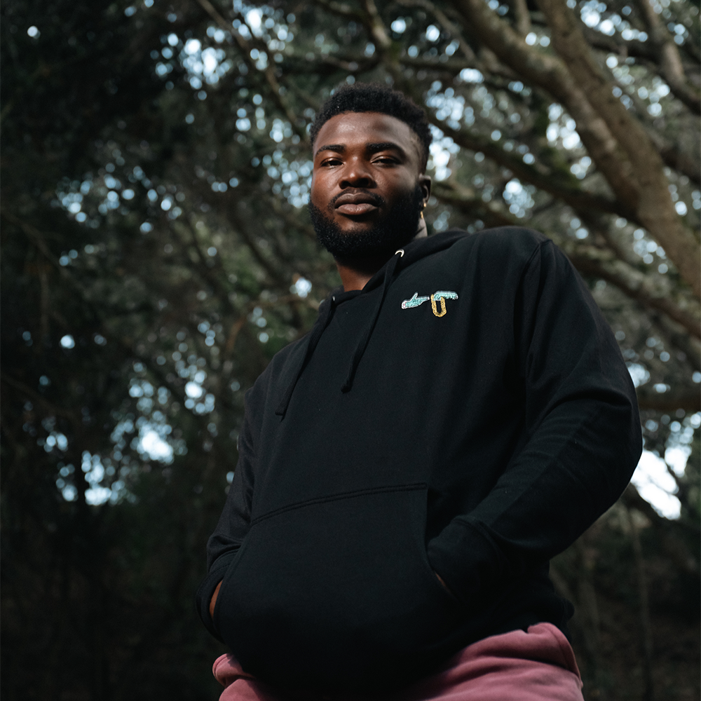 Black top hoodie embroidered